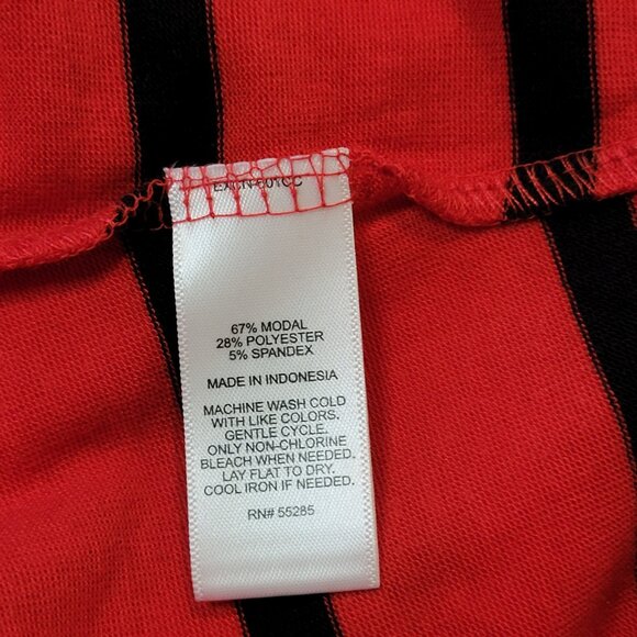 Express One Eleven Shirt Top Womens Large Short Sleeve Casual Striped Red - Picture 4 of 4
